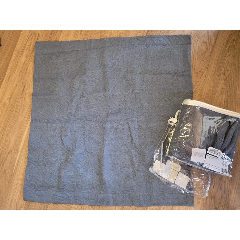The Company Store Euro Shams Set Of Two Steel Blue Quilted Cotton